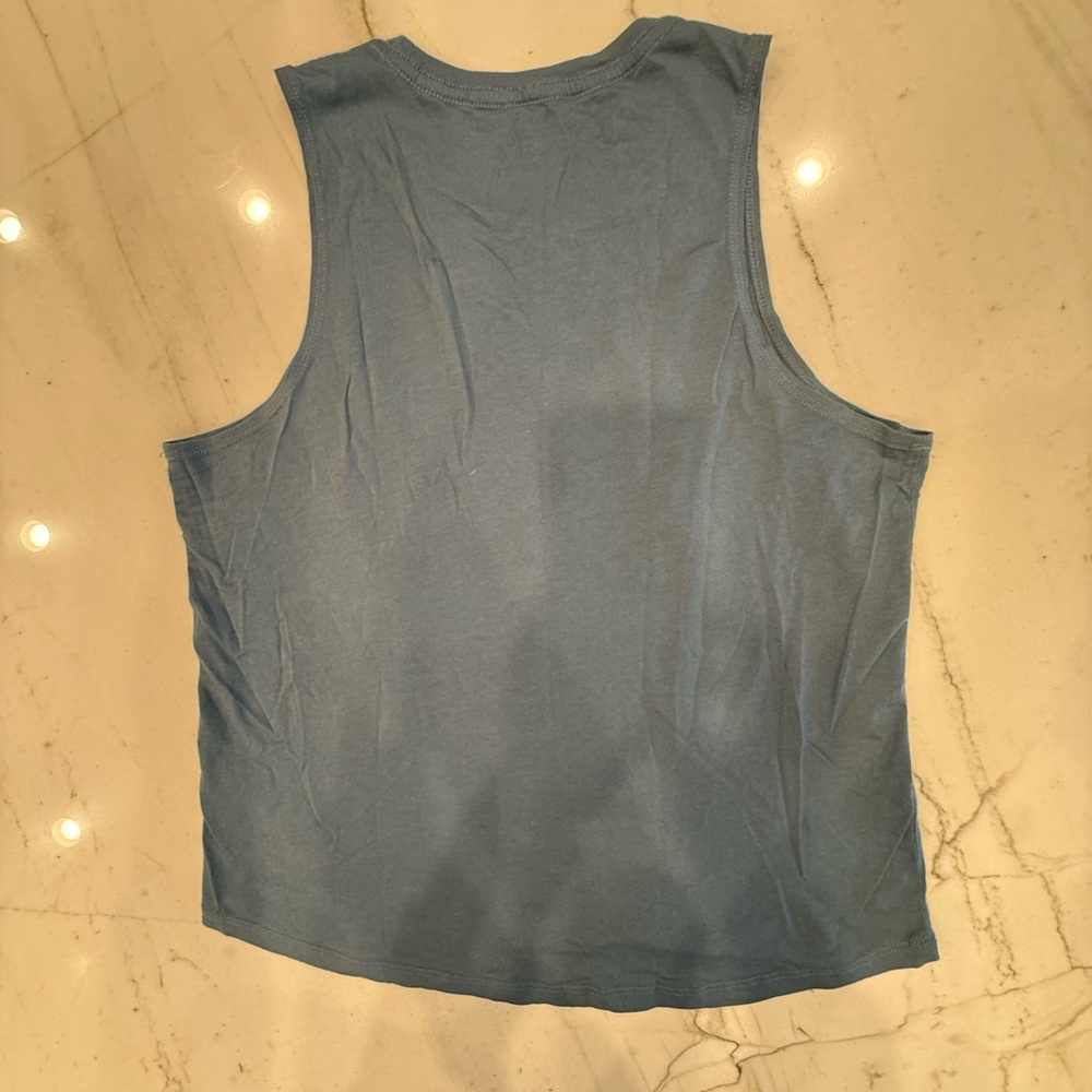 Spiritual Gangster Navy Tank Top "Choose Joy" with Gold Sun Graphic - Picture 4 of 6